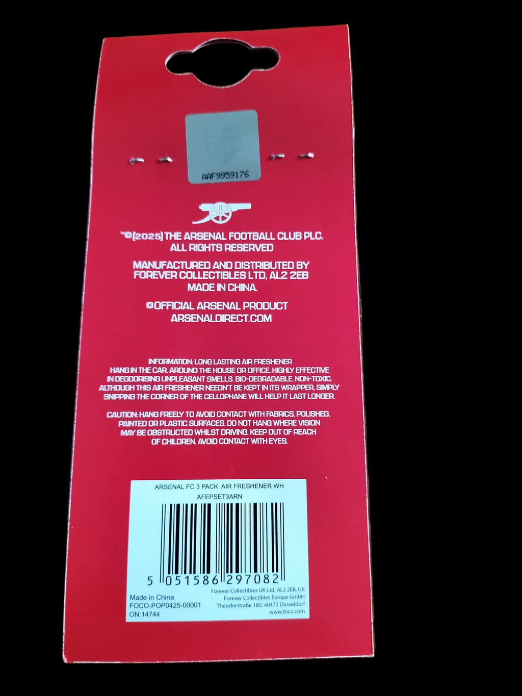 Arsenal FC 3 Pack Car Air Fresheners