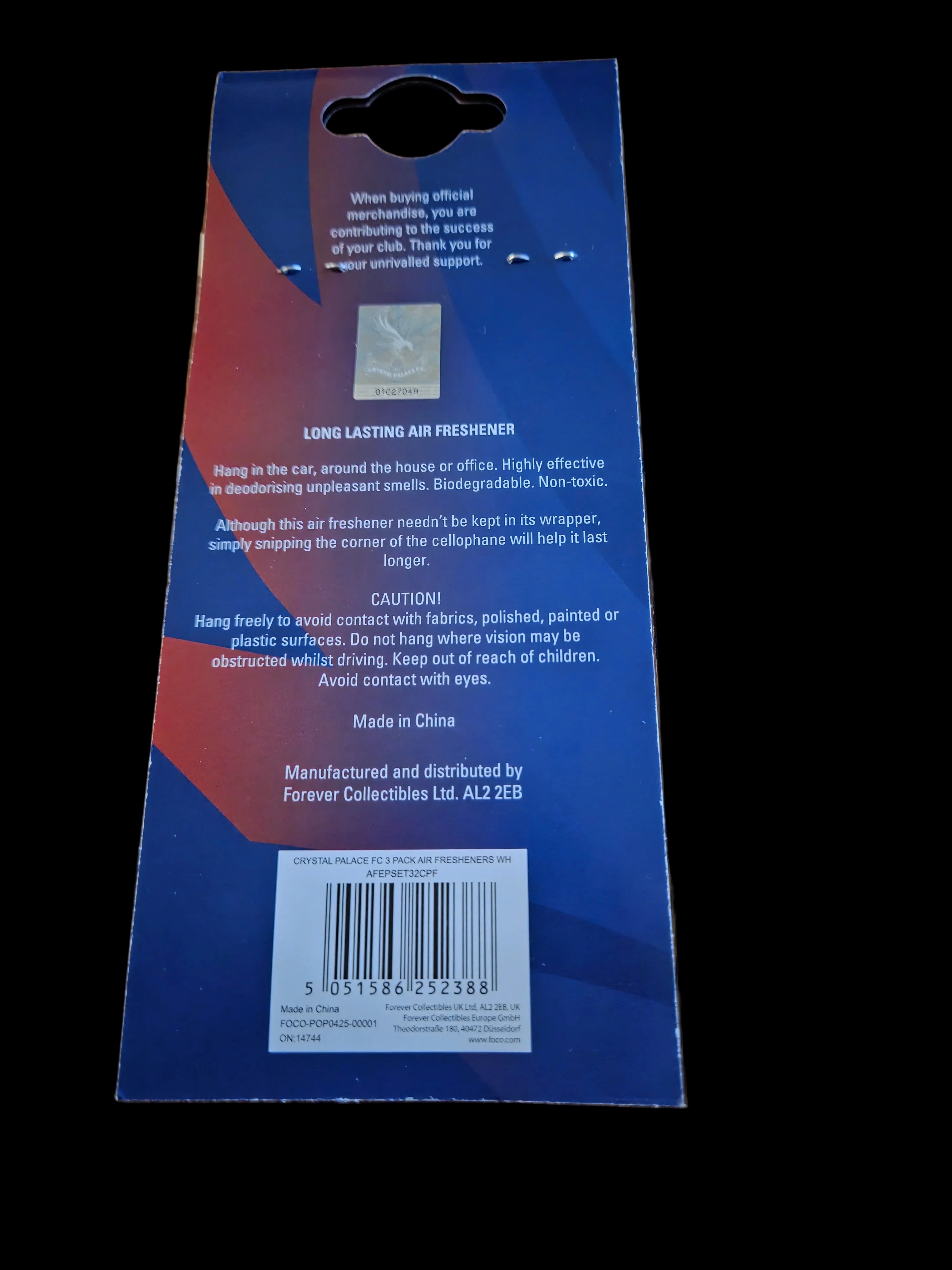Crystal Palace FC 3 Pack Car Air Fresheners