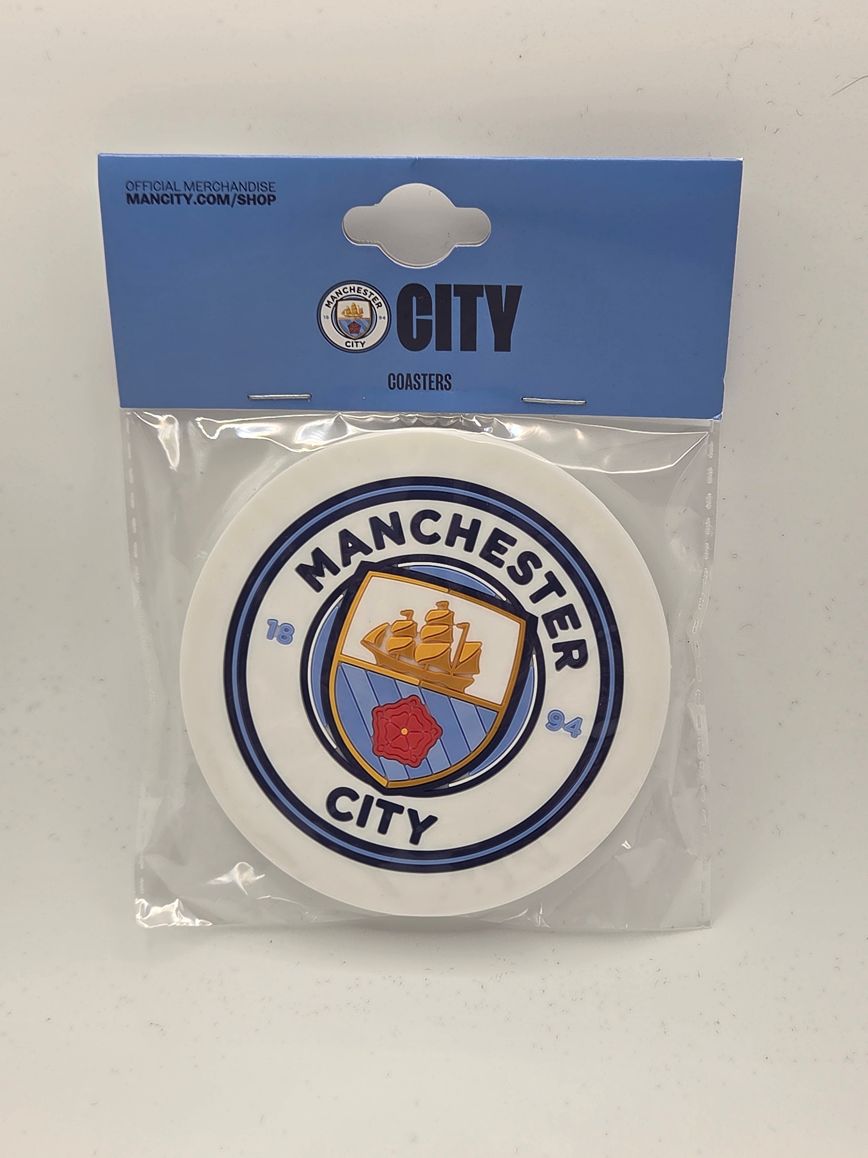 Official Manchester City 2 Pack Rubber Coasters